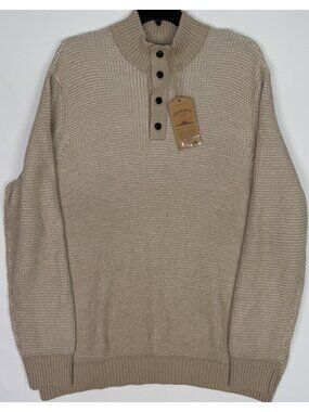 Faherty Brand 2XLT Quarter Button Sweater Mens Alpine Khaki Cotton Cashmere NEW